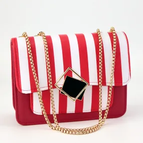 Ladies Medium Flap Open Striped Sling Bags