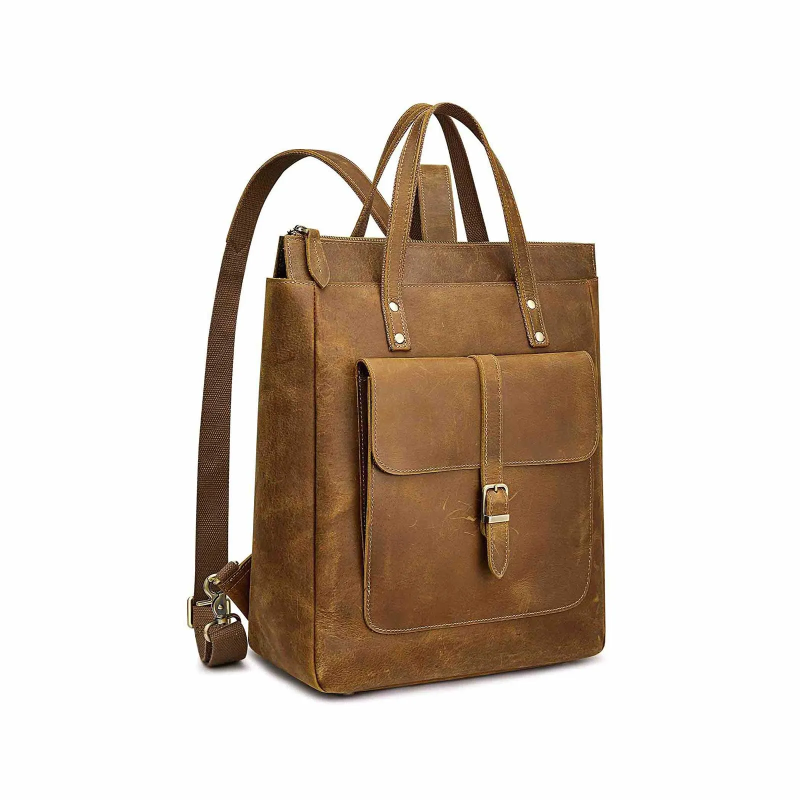 Leather Top-handle Backpack