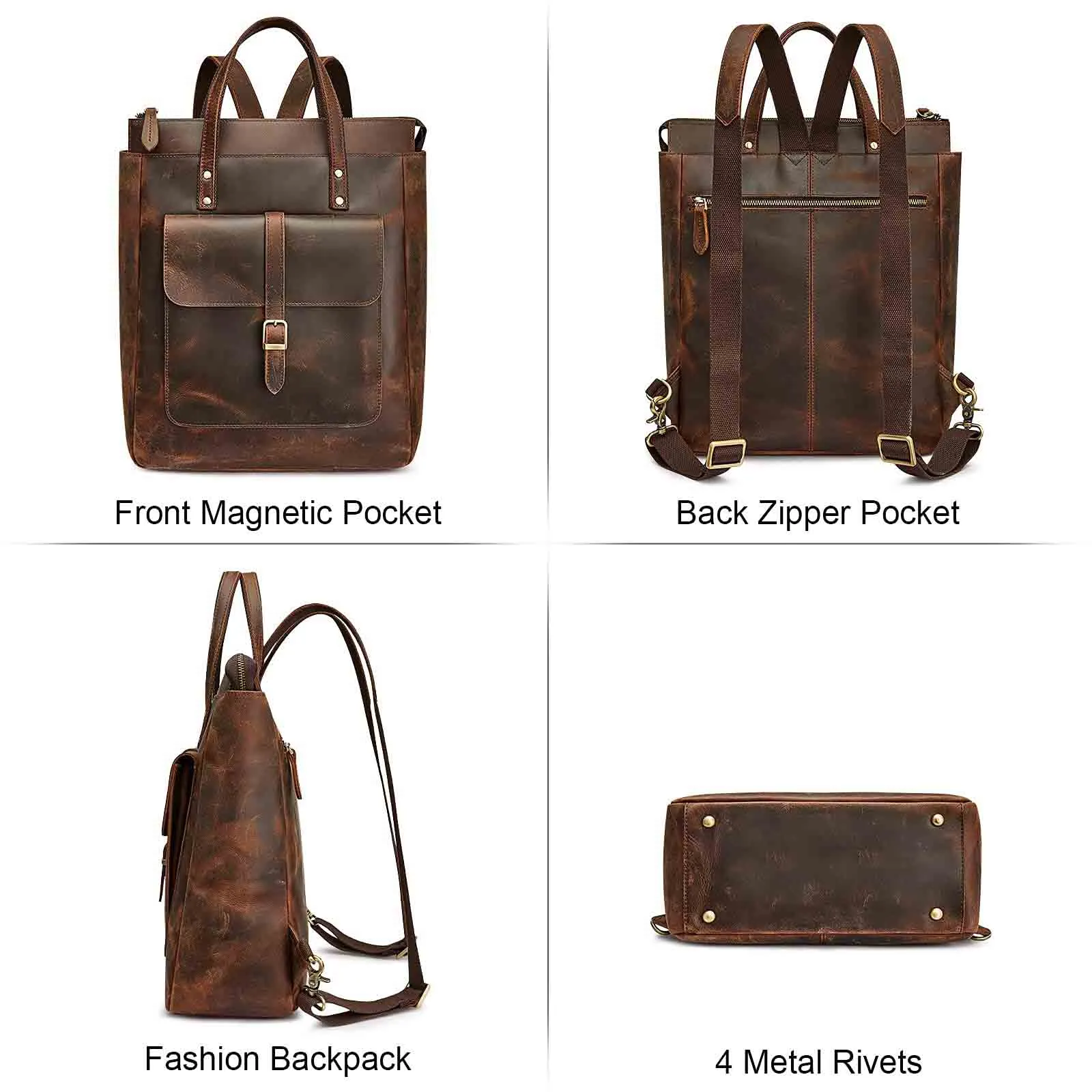 Leather Top-handle Backpack