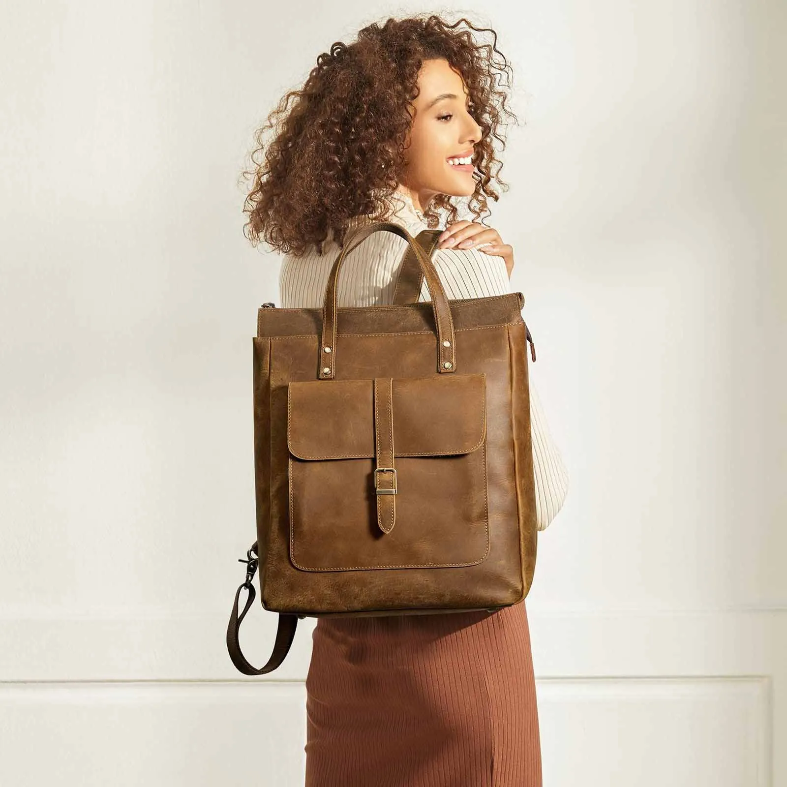 Leather Top-handle Backpack