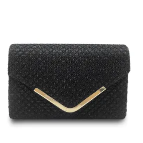 Louise Metal Edge Clutch bag-Black