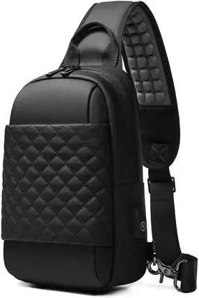 Men's Black Water Repellent Cross Body Chest Bag