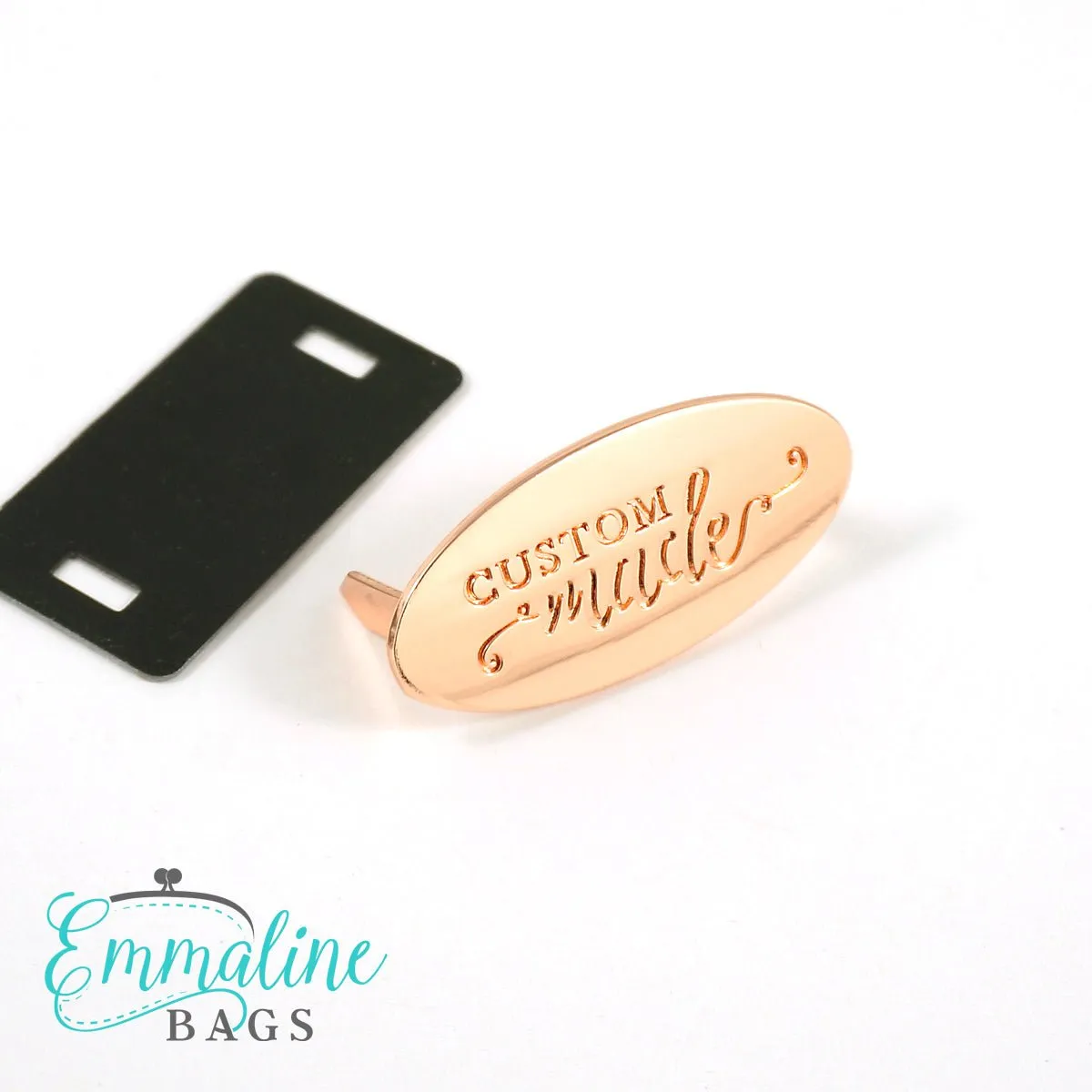 Metal Bag Label: Oval with "CUSTOM Made"