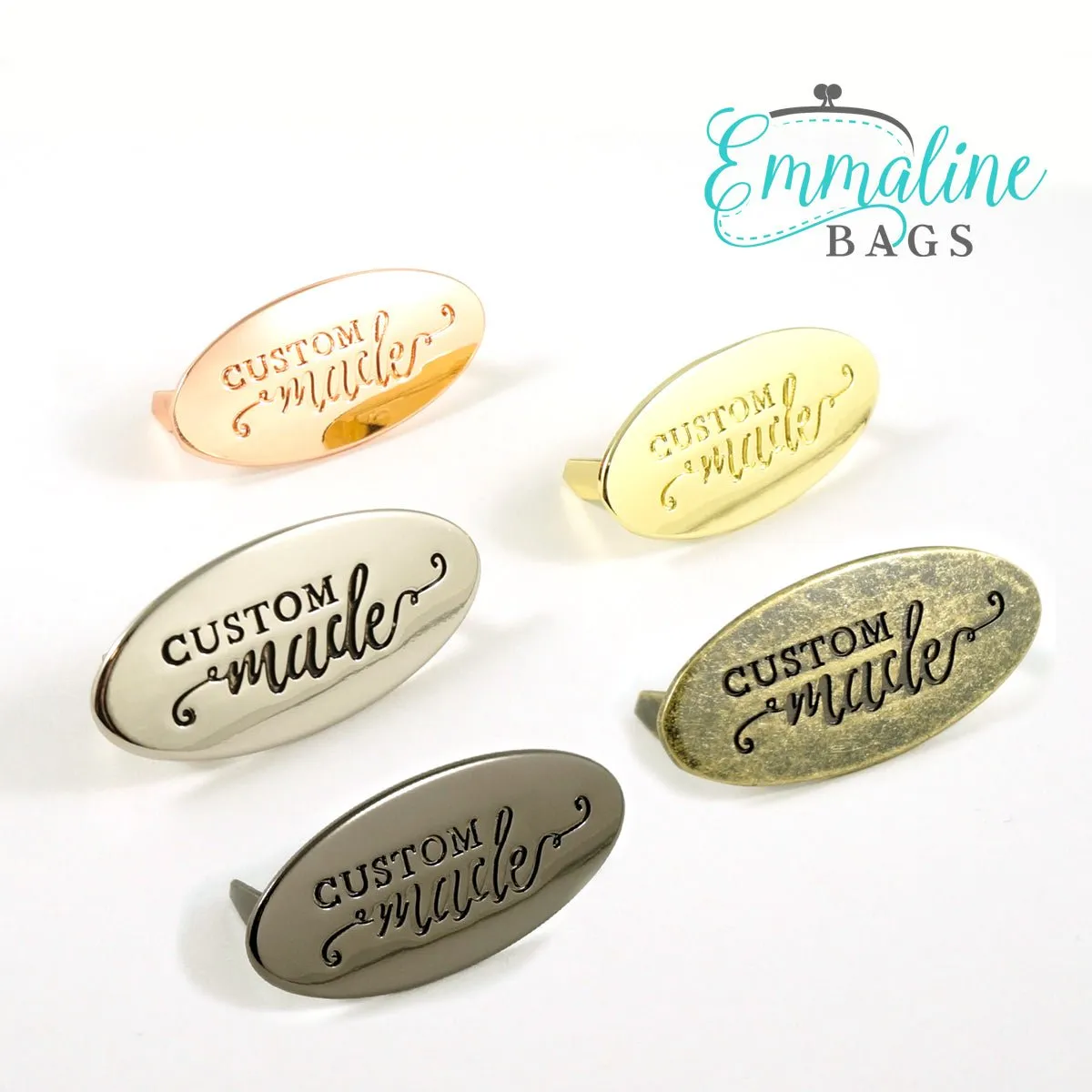 Metal Bag Label: Oval with "CUSTOM Made"