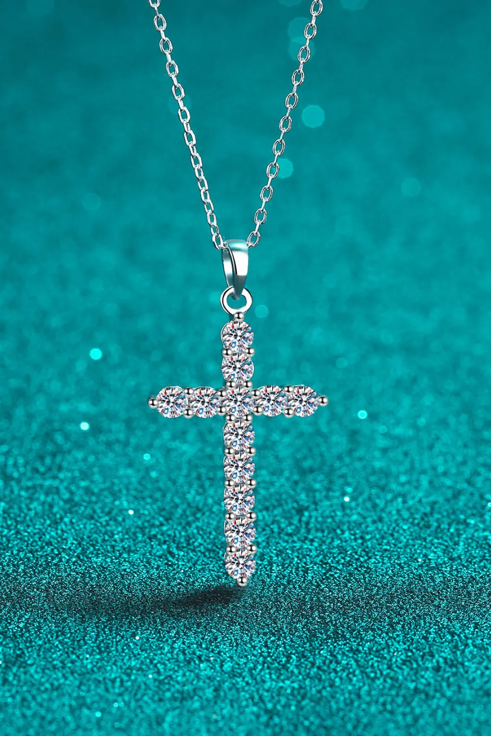 Moissanite Cross Pendant Chain Necklace