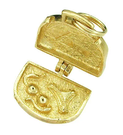 Movable World Traveler Opening Suitcase Charm in 14 Karat Gold