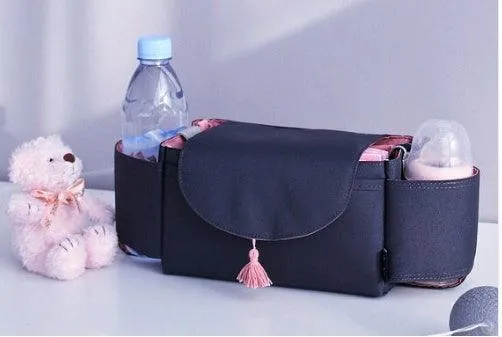 Multi-Pocket Baby Stroller Organizer – Nappy Bag & Cup Holder