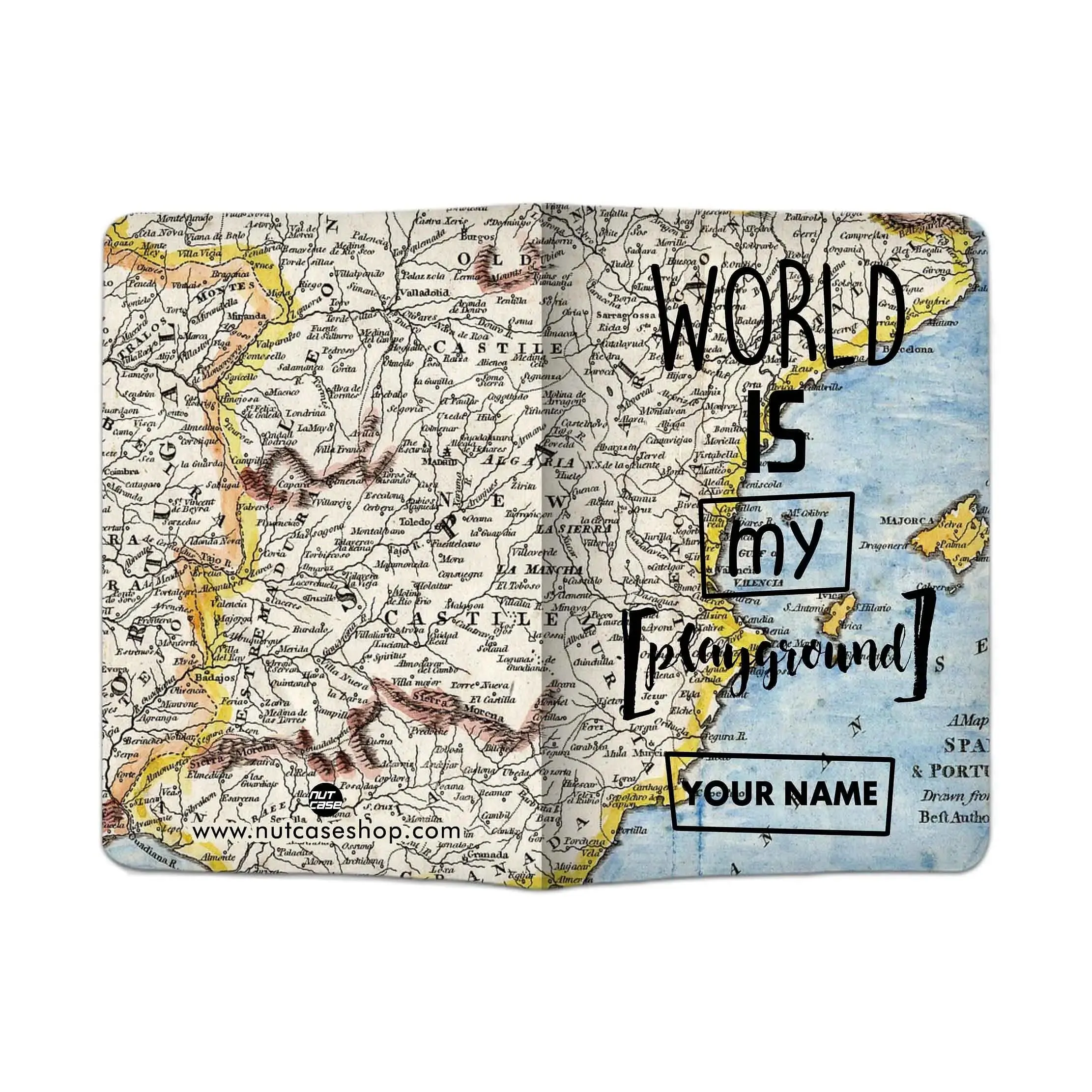 New Personalized Leather Passport Cover -  World Is My Play Ground