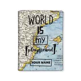 New Personalized Leather Passport Cover -  World Is My Play Ground