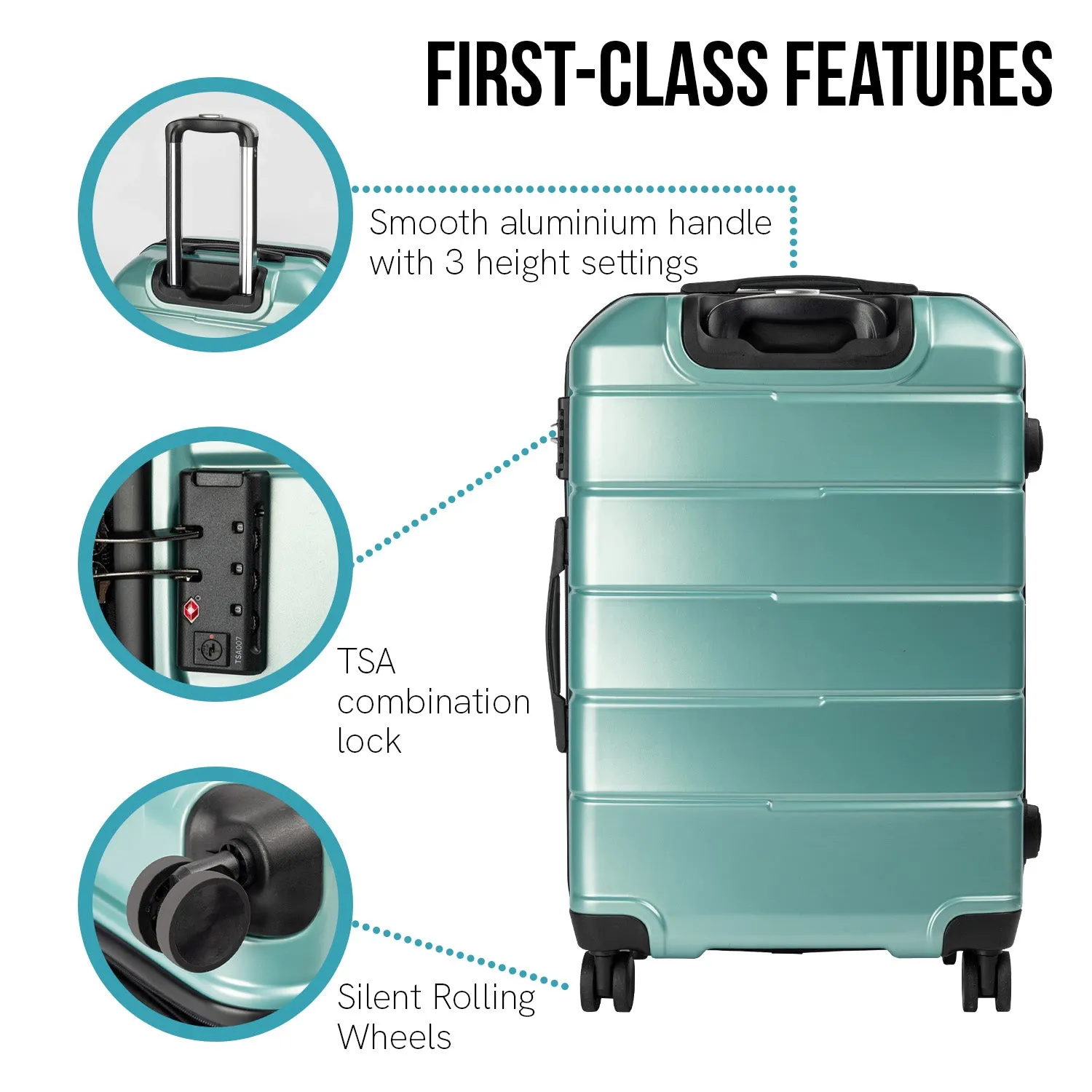 Olympus Artemis 24in Hard Shell Suitcase ABS PC  Electric Teal