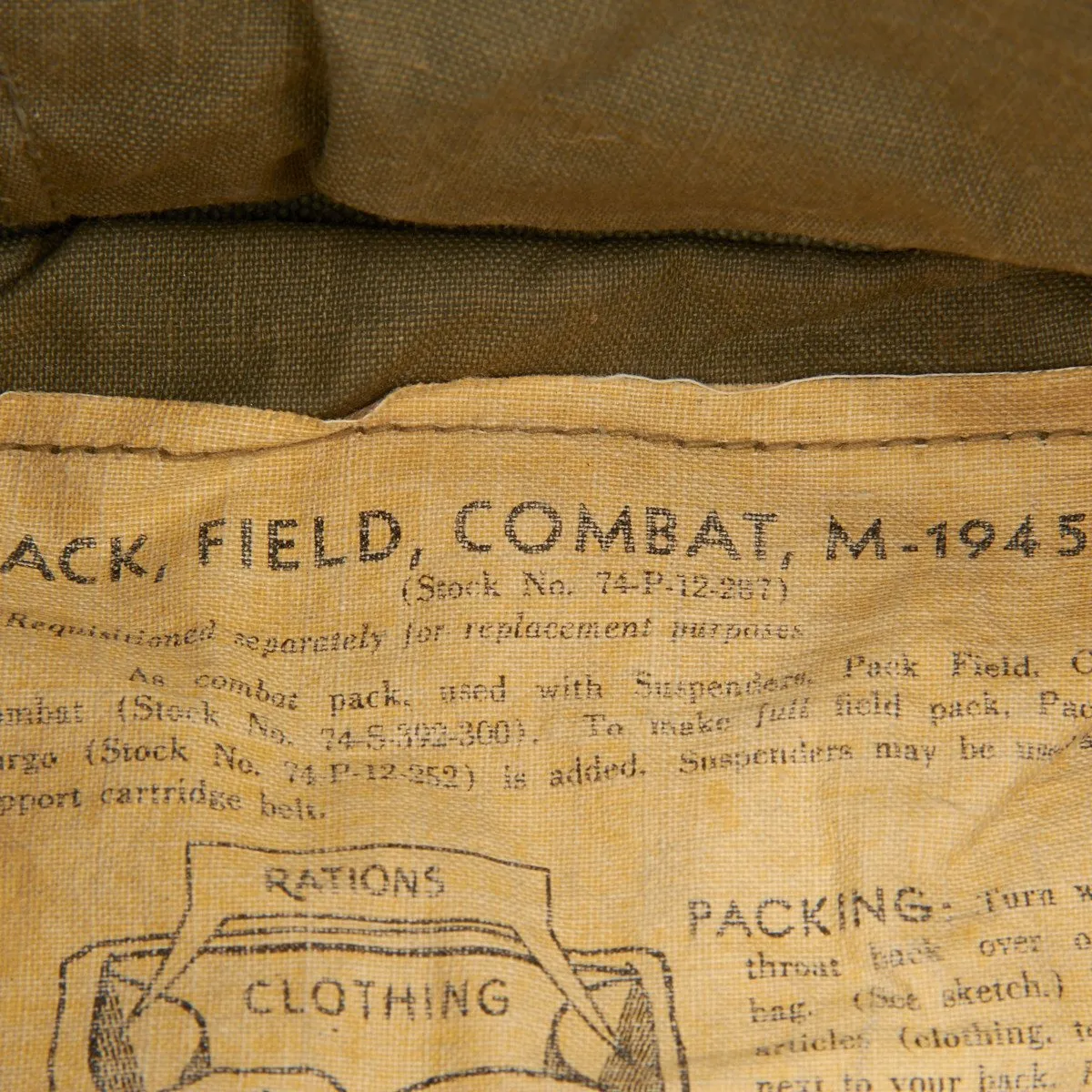 Original U.S. WWII M-1945 Combat Field Pack - Upper Bag