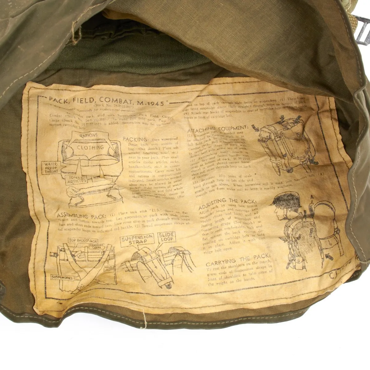 Original U.S. WWII M-1945 Combat Field Pack - Upper Bag