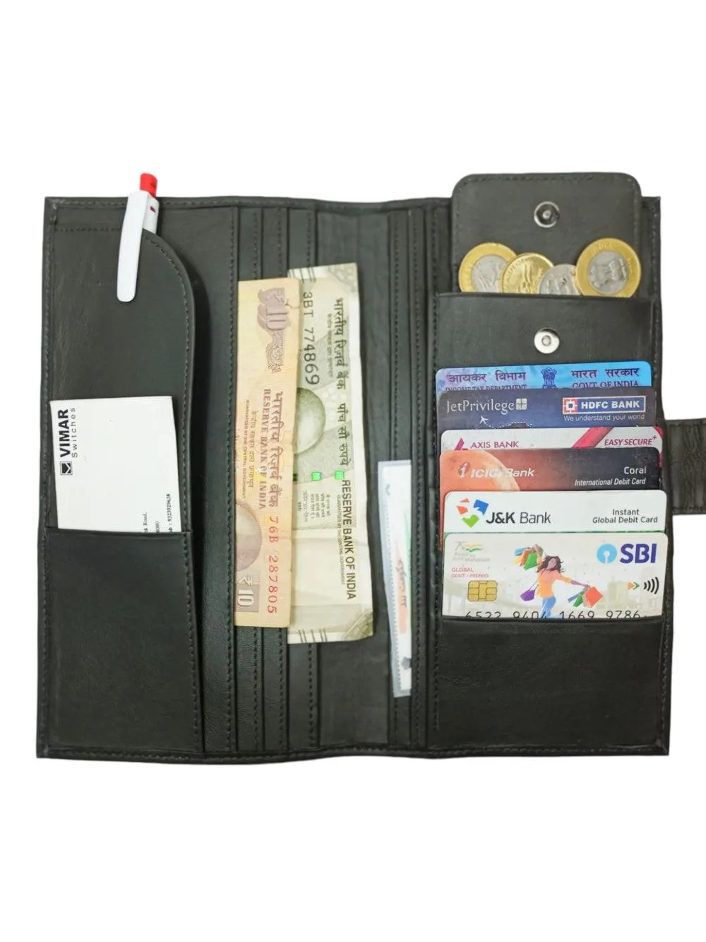 Passport Wallet Leather  | Casual Black Clutch | Regular Size