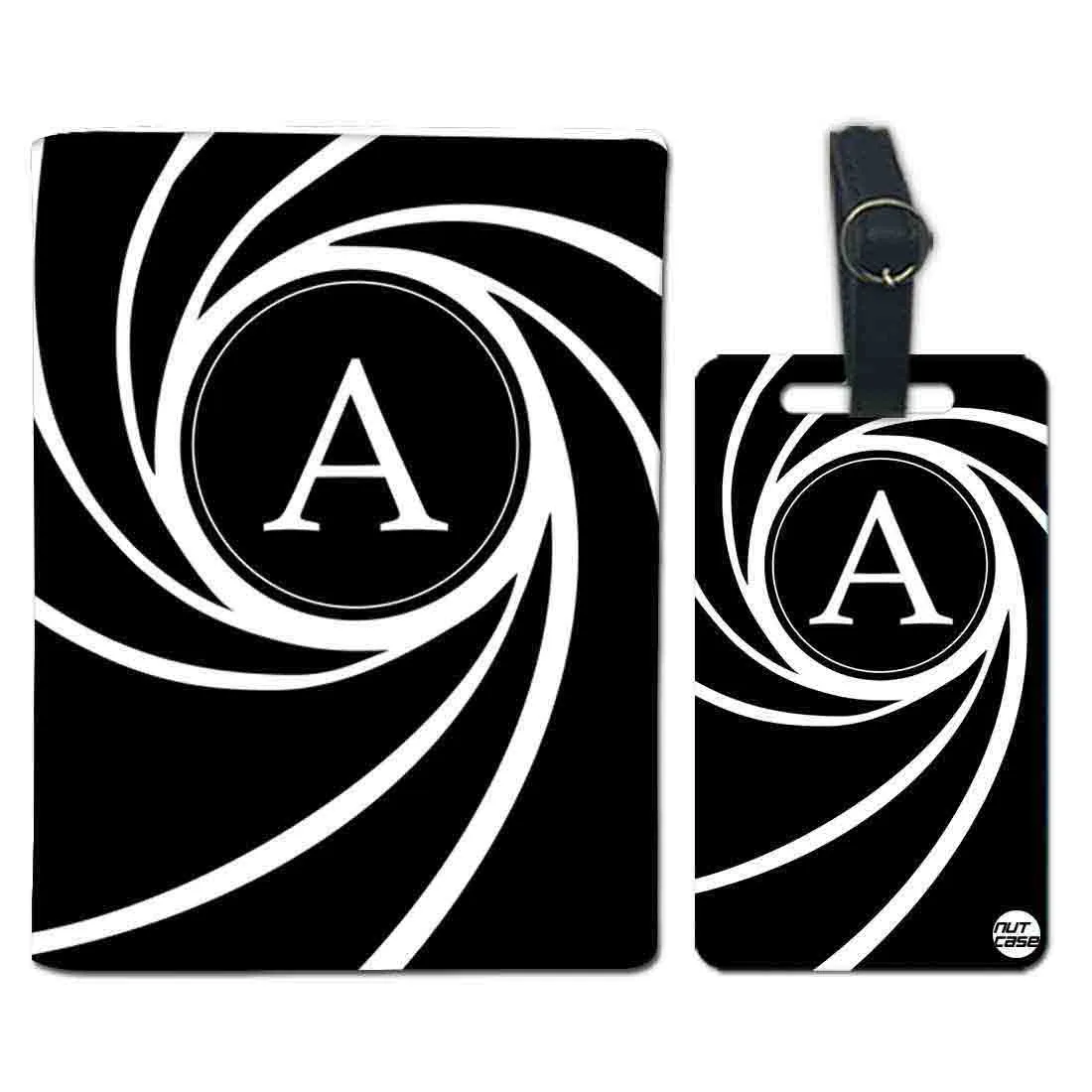 Personalised Passport Cover Travel Suitcase Tag - Black and White Pattern