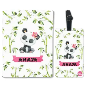 Personalized Passport Cover Holder Travel Case With Luggage Tag -  Cute Panda