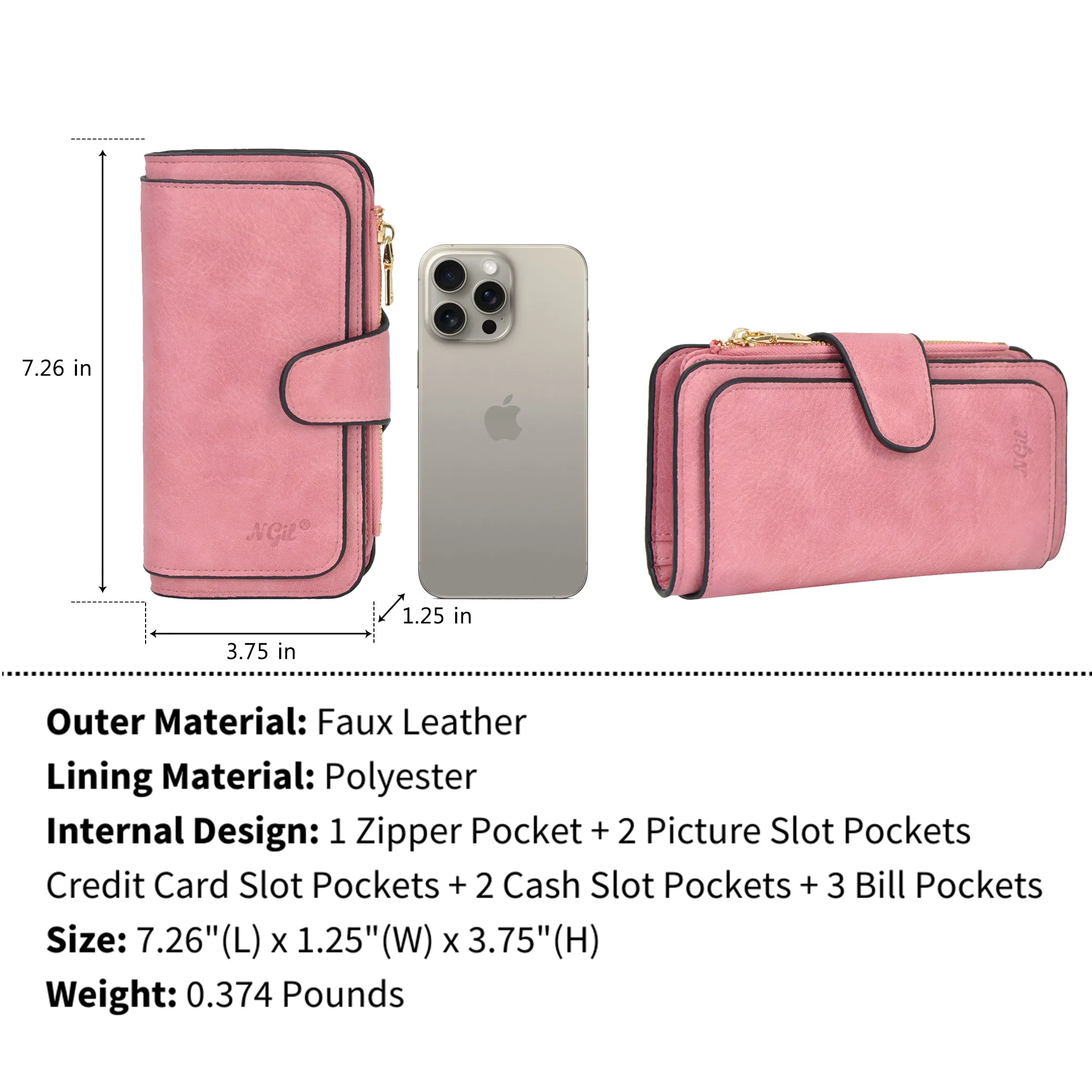 Pink NGIL Trifold Wallet