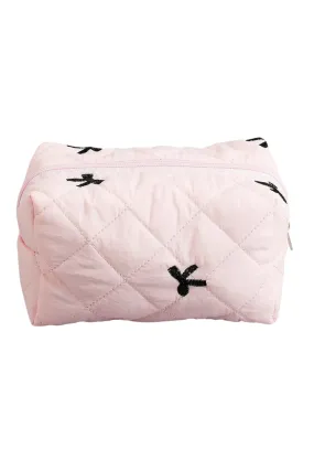 Quilted Bow Makeup Pouch