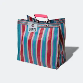 Recycled Plastic Stripe Bag Square - Red/Blue