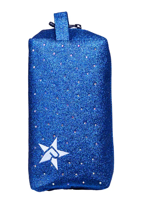 Royal Blue with Crystal Scatter Rebel Makeup Bag with White Zipper