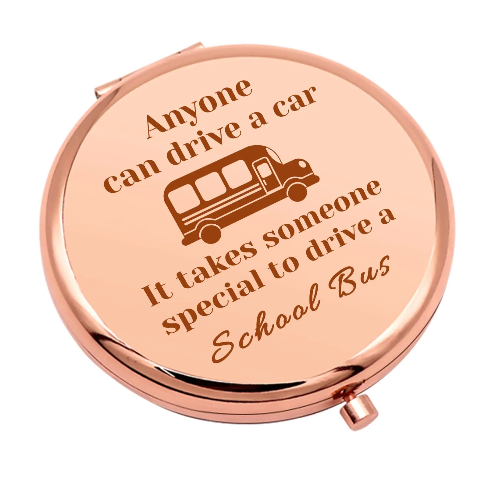 School Bus Driver Thank You Gifts Rose Gold Compact Mirror Back to School End of Term School Gifts Bus Driver Appreciation Gifts Folding Makeup Mirror Birthday Retirement Thanksgiving Gifts