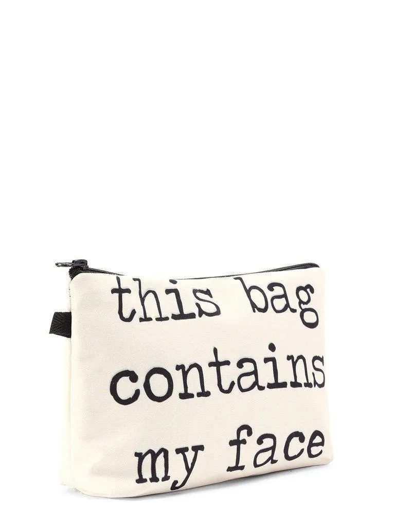 Slogan Print Zipper Cosmetic Bag