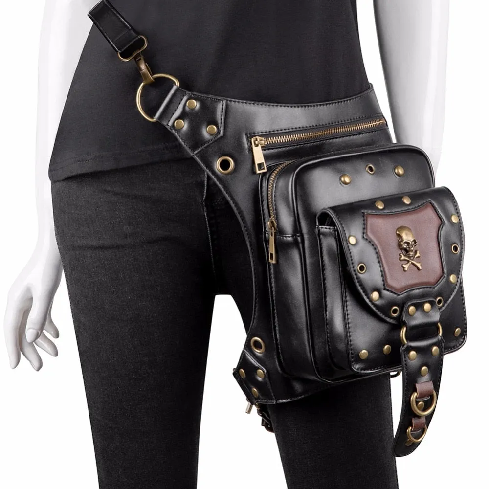 Steampunk Waist Bags Vintage Leather Leg Thigh Holster Bag