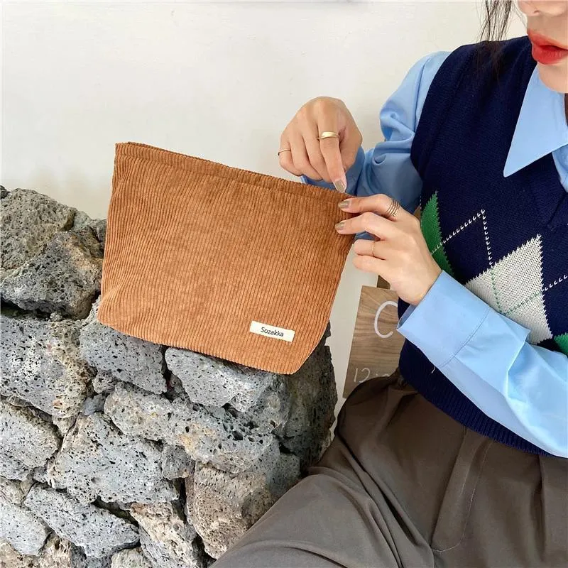 Stylish Corduroy Cosmetic Bag Your Ultimate Travel Companion