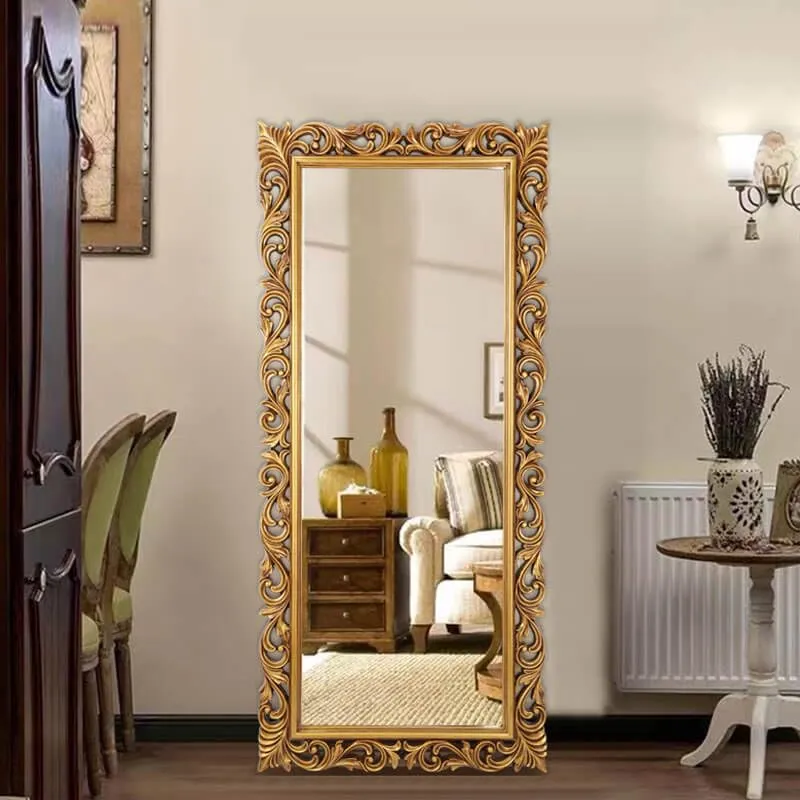 THE SARA ENTERPRISES Wooden Wall Mirror Crafted for Any Glamour Queen, This Floor Mirror is a Splendid Accent Colour (Antique Gold) Size (31x70) inch Frame Material Wood Only Frame with Out Mirror