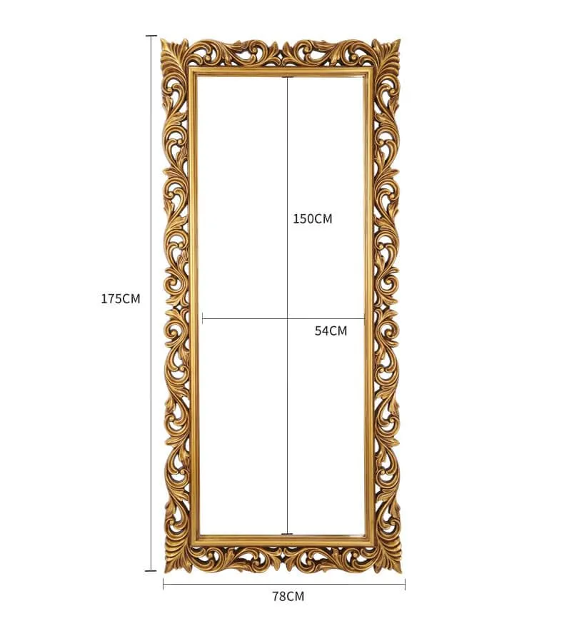 THE SARA ENTERPRISES Wooden Wall Mirror Crafted for Any Glamour Queen, This Floor Mirror is a Splendid Accent Colour (Antique Gold) Size (31x70) inch Frame Material Wood Only Frame with Out Mirror