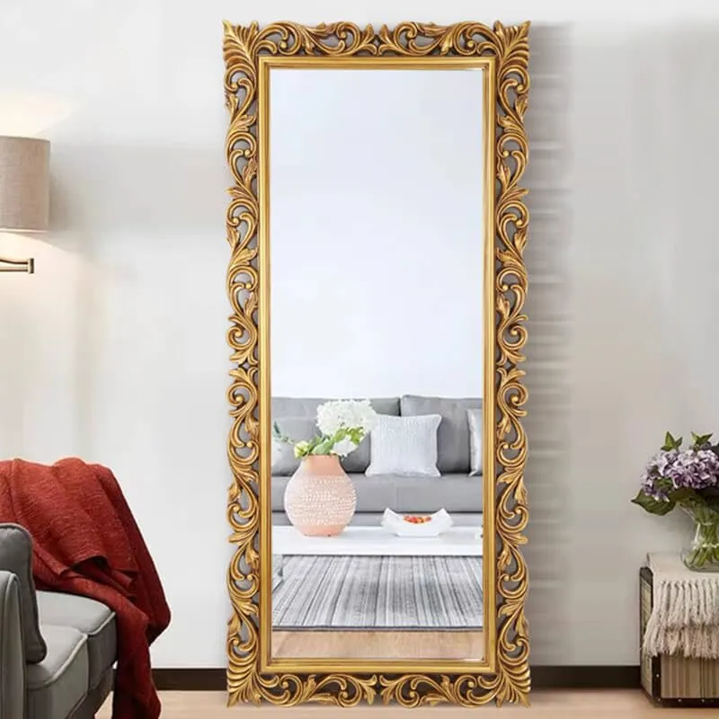 THE SARA ENTERPRISES Wooden Wall Mirror Crafted for Any Glamour Queen, This Floor Mirror is a Splendid Accent Colour (Antique Gold) Size (31x70) inch Frame Material Wood Only Frame with Out Mirror