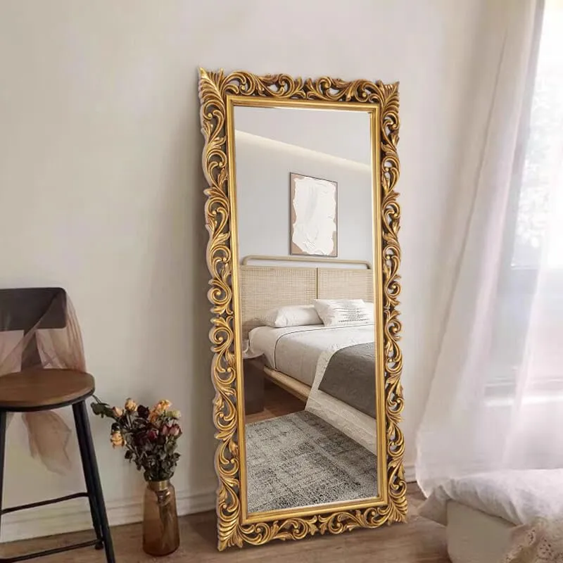 THE SARA ENTERPRISES Wooden Wall Mirror Crafted for Any Glamour Queen, This Floor Mirror is a Splendid Accent Colour (Antique Gold) Size (31x70) inch Frame Material Wood Only Frame with Out Mirror