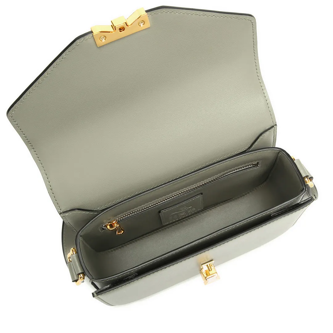 TIANQINGJI Handmade Green BOX Glossy Leather Tofu Crossbody Bag