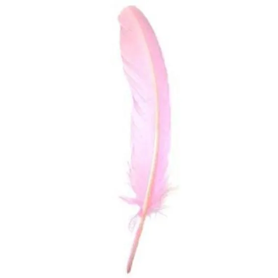 Turkey Wing Quill Feather x 5 pcs - Pink ((SECONDS))