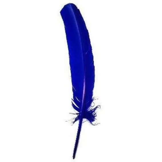 Turkey Wing Quill Feather x 5 pcs - Royal Blue ((SECONDS))