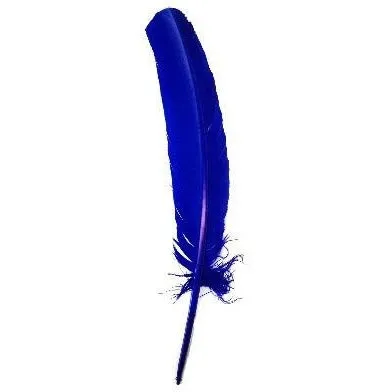 Turkey Wing Quill Feather x 5 pcs - Royal Blue