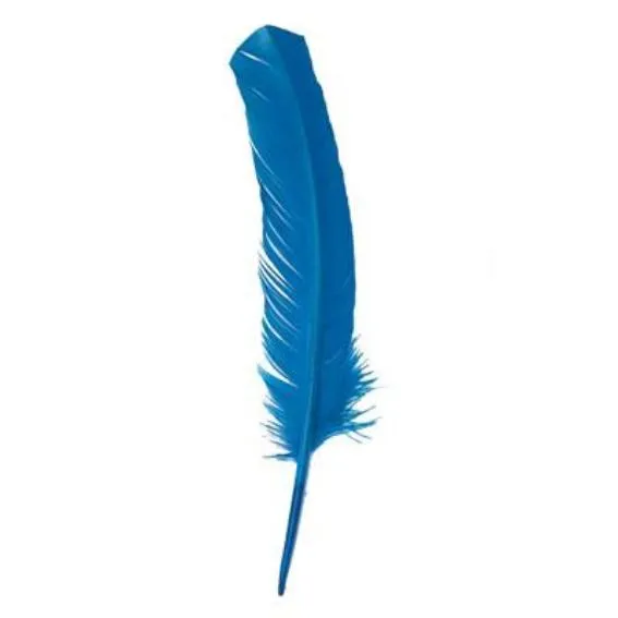 Turkey Wing Quill Feather x 5 pcs - Turquoise ((SECONDS))