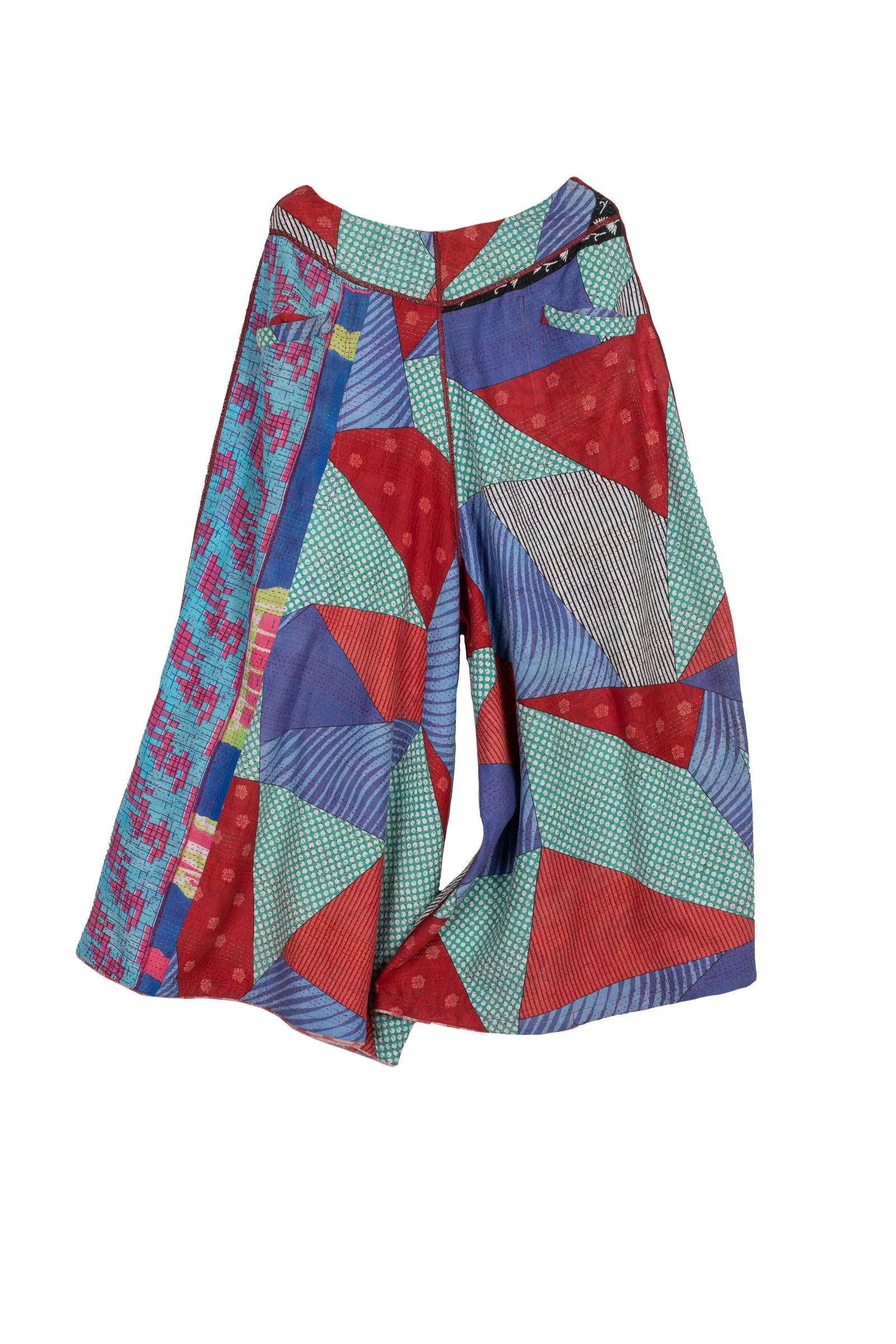 VINTAGE COTTON KANTHA WIDE LEG PANTS