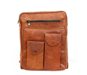 Vintage Goat Leather Travel Backpack with High Capacity