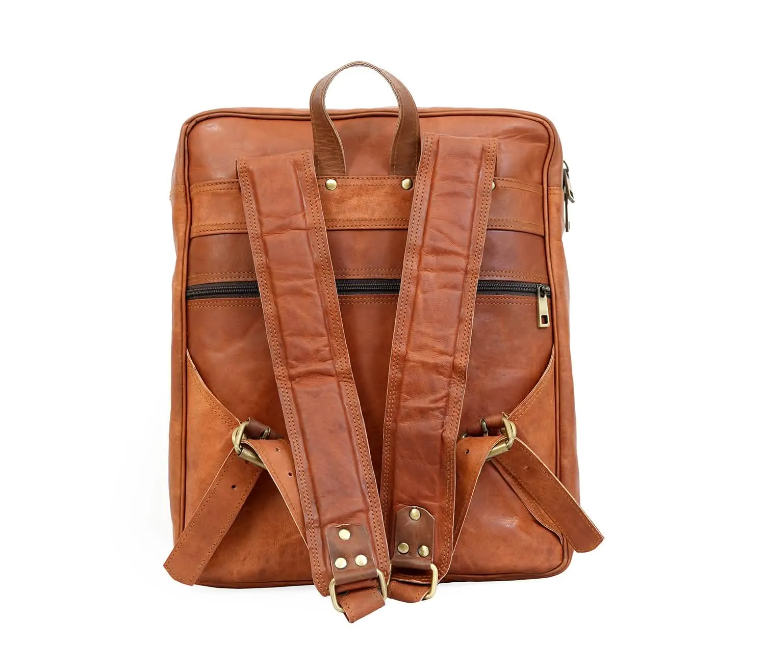 Vintage Goat Leather Travel Backpack with High Capacity