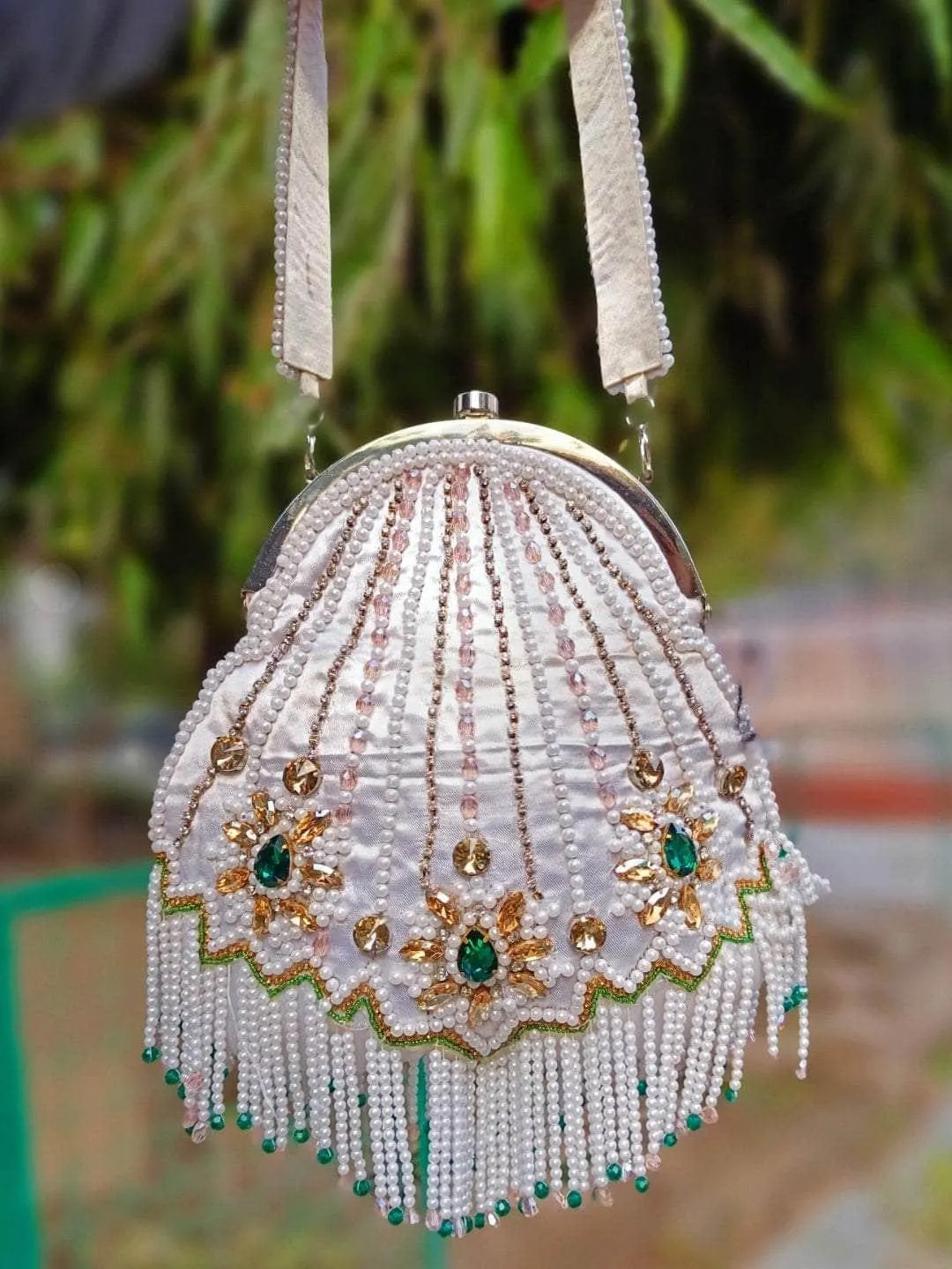 White Embellished Batua