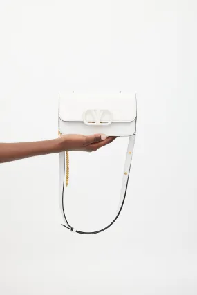 White Leather Vsling Belt Bag