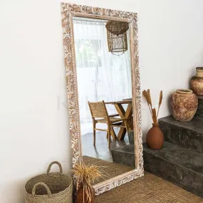 WoodIdea Wall Mirror Frame Without Mirror Crafted for Any Glamour Queen, This Floor Mirror is a Splendid Accent. Antique White 30 X 72 Incn Only Frame with Out Mirror