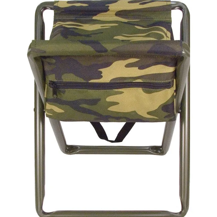 Woodland Camouflage - Military Deluxe Folding Stool with Pouch