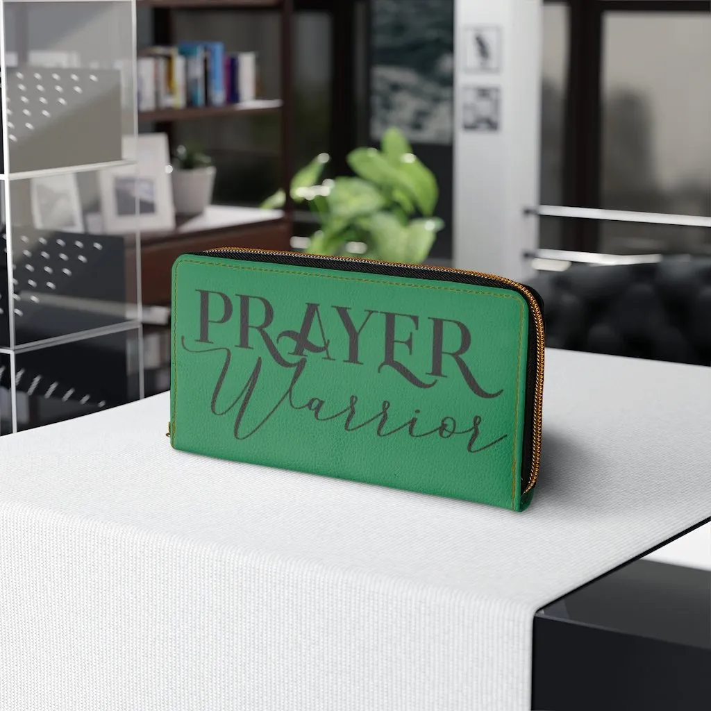 Wristlet Phone Wallet, Green and Black Prayer Warrior Graphic Purse