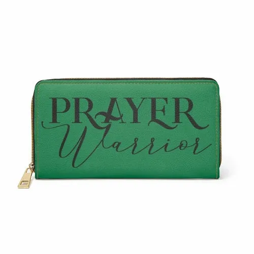 Wristlet Phone Wallet, Green and Black Prayer Warrior Graphic Purse